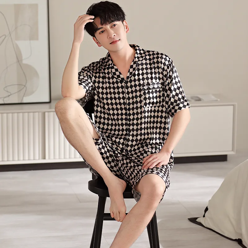Floating Light Islands Pajama Set Men's Gift Box Set Black Gray Color-4