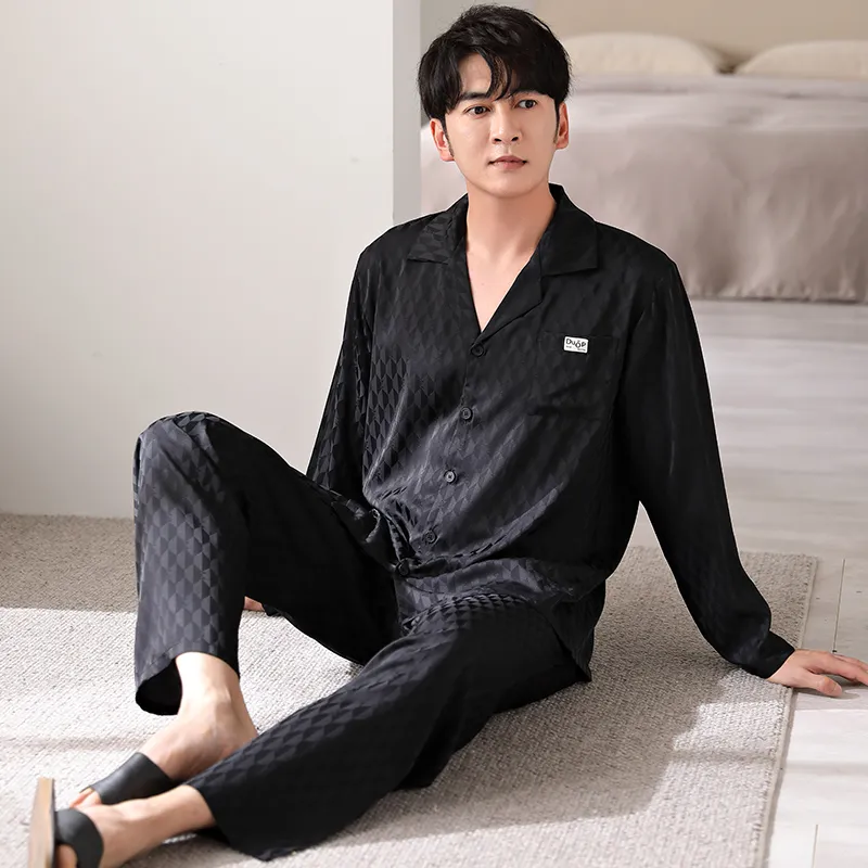 Floating Light Islands Pajama Set Men's Gift Box Set Black-3