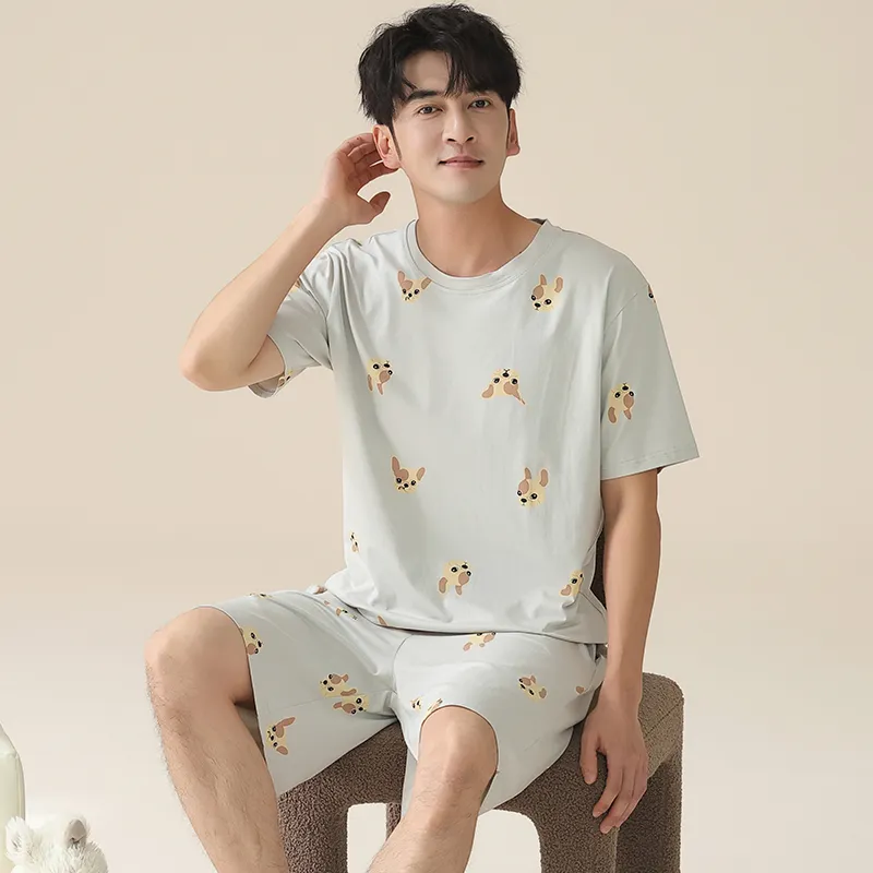 Floating Light Islands Pajama Set Men's Gift Box Set Silver Gray-2
