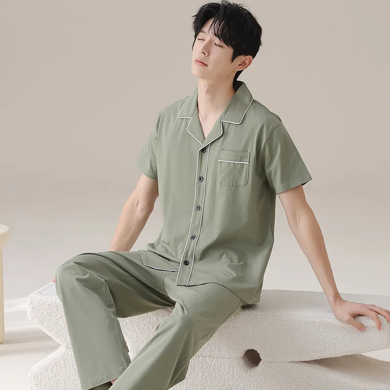 Floating Light Islands Pajama Set Men's Light Green-3
