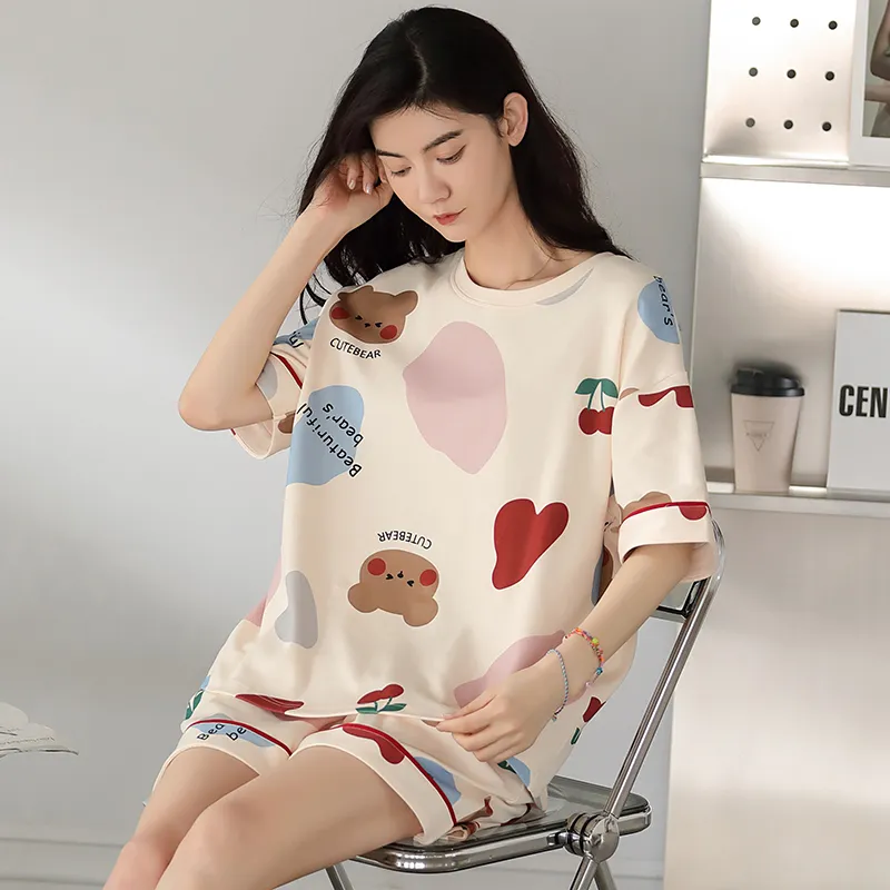 Floating Light Islands Pajama Set Women's Gift Box Set Apricot Pink-1