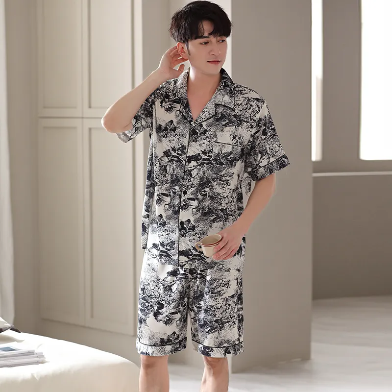 Floating Light Islands Pajama Set Men's Black-5