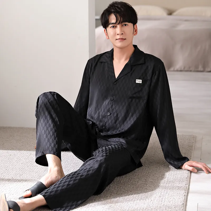 Floating Light Islands Pajama Set Men's Gift Box Set Black-2