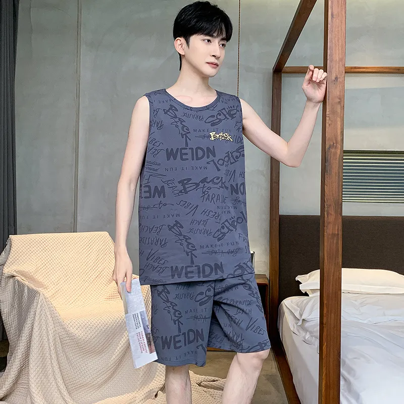 Floating Light Islands Pajama Set Men's Gift Box Set Blue-5