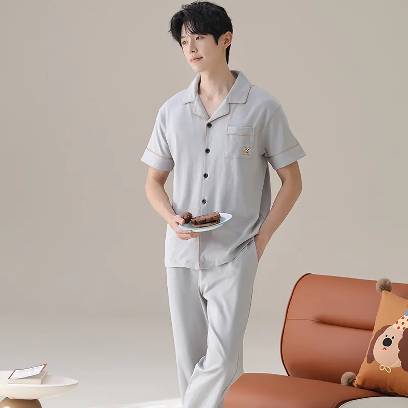 Floating Light Islands Pajama Set Men's Gray-5