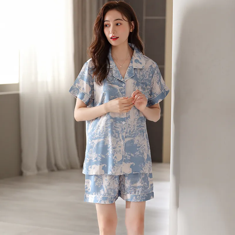 Floating Light Islands Pajama Set Women's Gift Box Set Light Blue-1