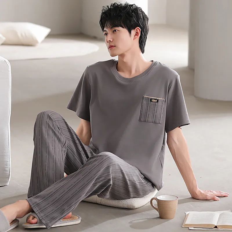 Floating Light Islands Pajama Set Men's Dark Gray-5
