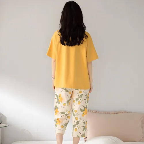Floating Light Islands Pajama Set Women's Gift Box Set Yellow