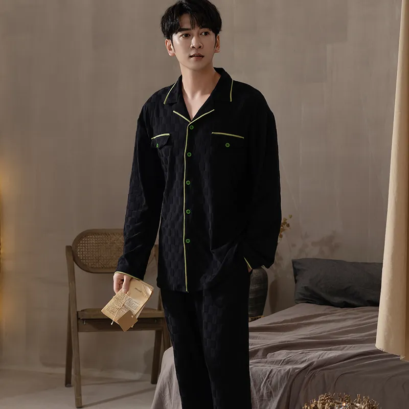 Floating Light Islands Pajama Set Men's Gift Box Set Black-5