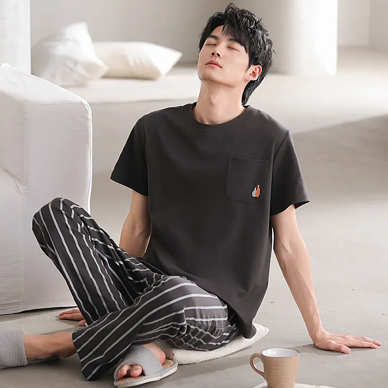 Floating Light Islands Pajama Set Men's Black-4