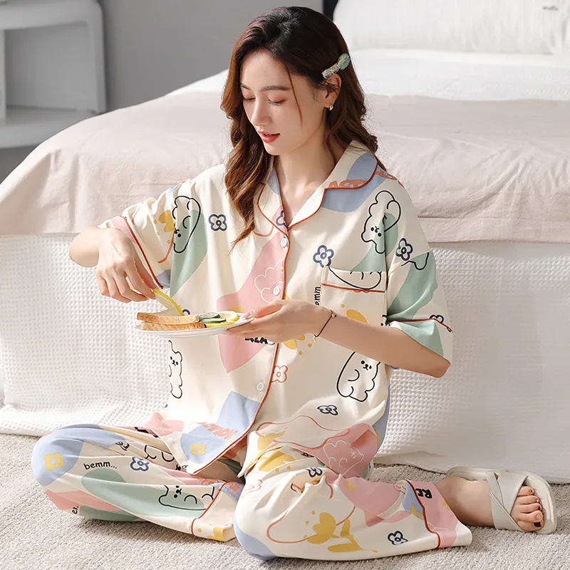 Floating Light Islands Pajama Set Women's Gift Box Set Light Apricot-4