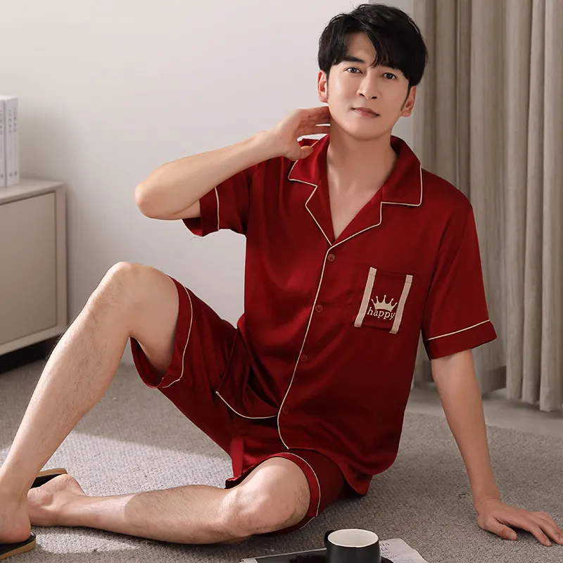 Floating Light Islands Pajama Set Men's Red-5