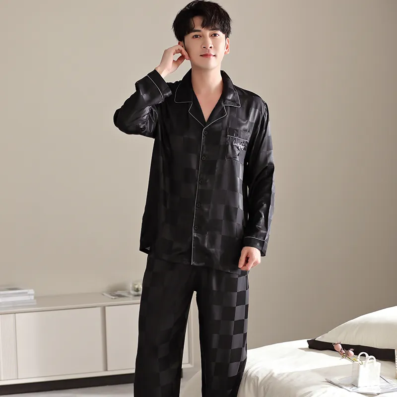 Floating Light Islands Pajama Set Men's Gift Box Set Black-4