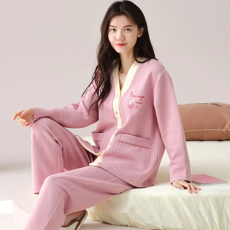 Floating Light Islands Pajama Set Women's Shopping Bag Included Pink-1