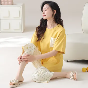 Floating Light Islands Pajama Set Women's Yellow