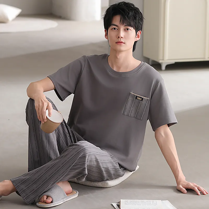 Floating Light Islands Pajama Set Men's Dark Gray-1