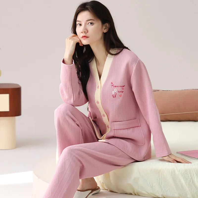 Floating Light Islands Pajama Set Women's Shopping Bag Included Pink-5