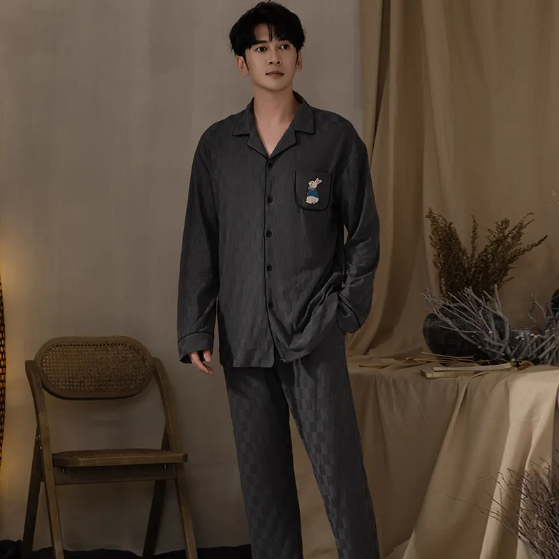 Floating Light Islands Pajama Set Men's Gift Box Set Gray-7