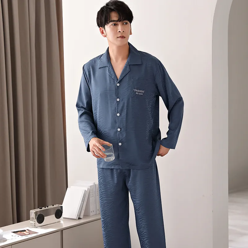 Floating Light Islands Pajama Set Men's Gift Box Set Blue-3