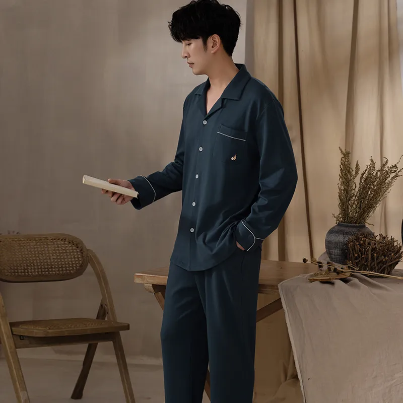Floating Light Islands Pajama Set Men's Box Navy Blue-7