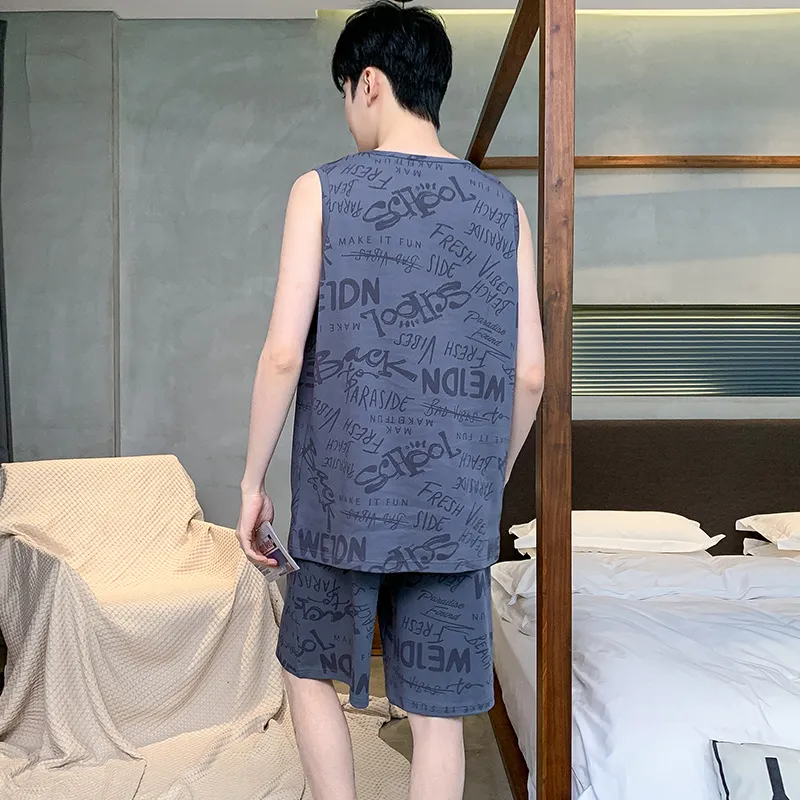 Floating Light Islands Pajama Set Men's Gift Box Set Blue-6