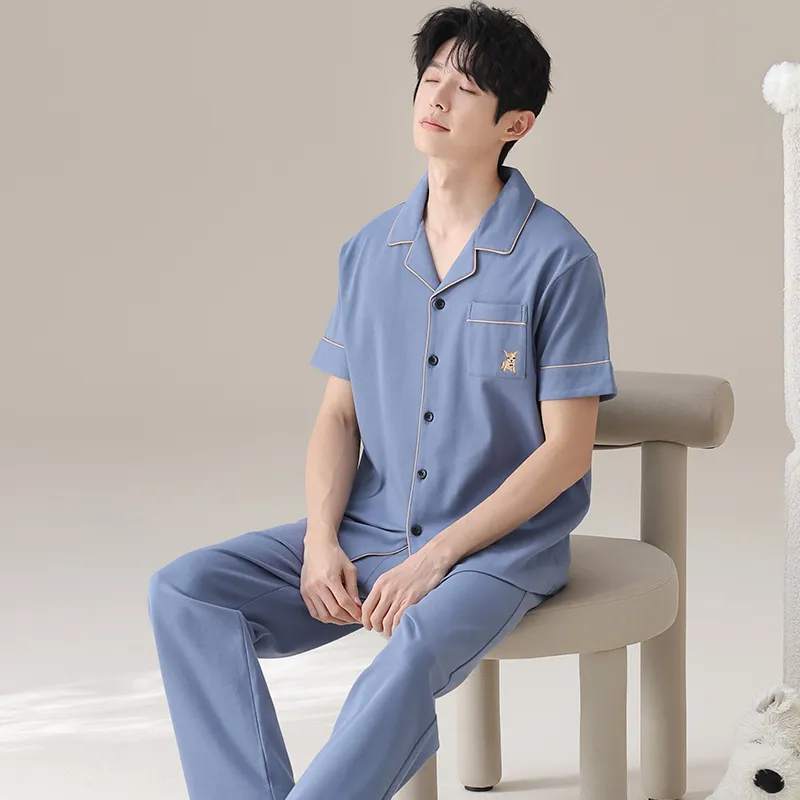 Floating Light Islands Pajama Set Men's Light Blue-2