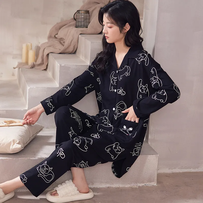 Floating Light Islands Pajama Set Women's Gift Box Set Black-2