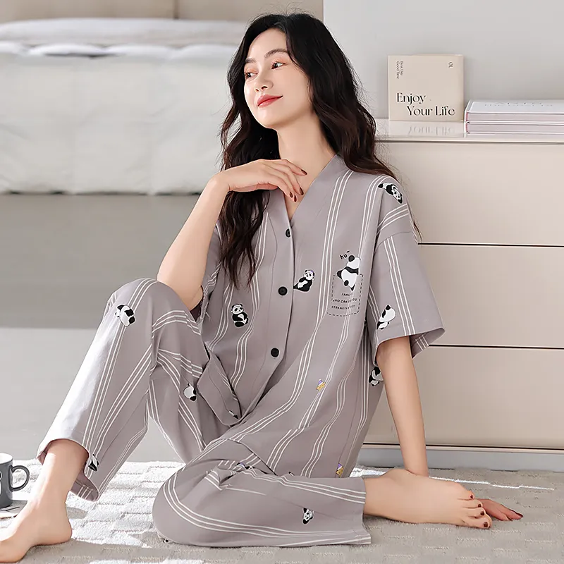Floating Light Islands Pajama Set Women's Gray-2