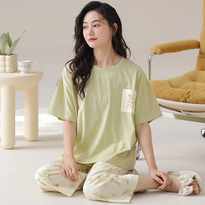 Floating Light Islands Pajama Set Women's Khaki-3