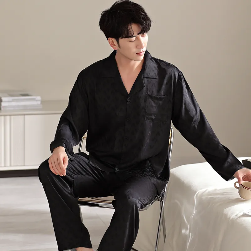 Floating Light Islands Pajama Set Men's Gift Box Set Black-5