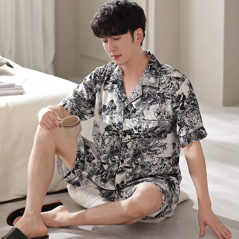 Floating Light Islands Pajama Set Men's Black-1