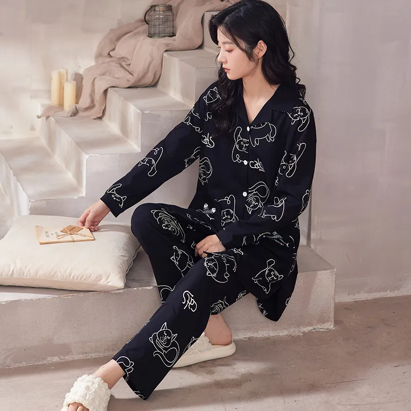 Floating Light Islands Pajama Set Women's Gift Box Set Black-4