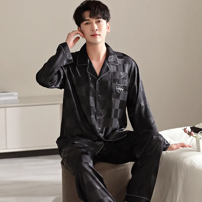 Floating Light Islands Pajama Set Men's Gift Box Set Black-1