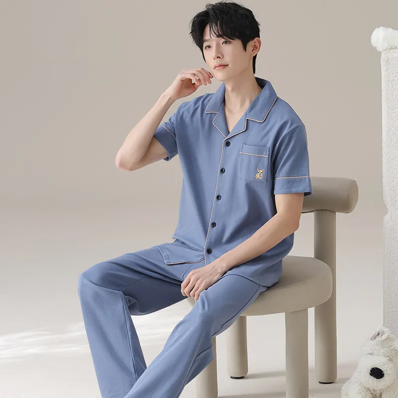 Floating Light Islands Pajama Set Men's Light Blue-1