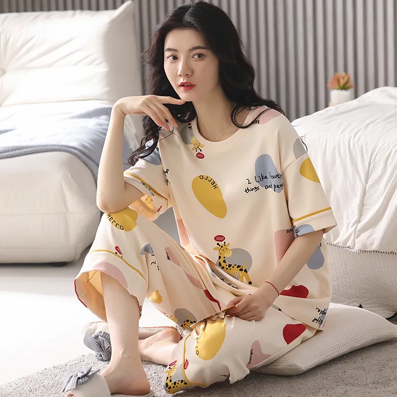 Floating Light Islands Pajama Set Women's Gift Box Set Apricot-2