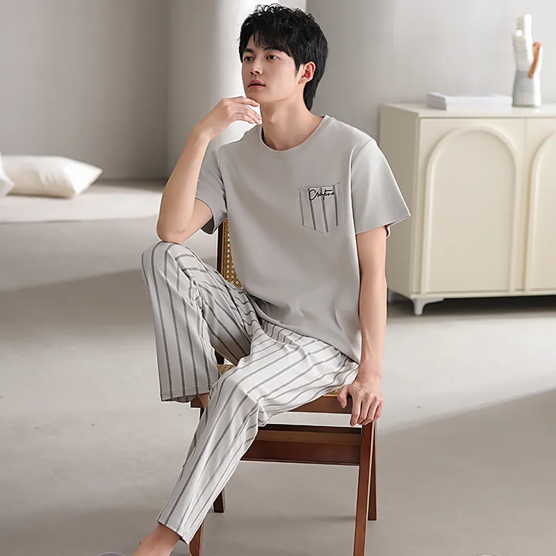 Floating Light Islands Pajama Set Men's Light Gray-1