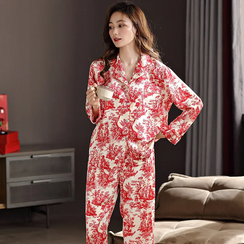 Floating Light Islands Pajama Set Women's Box Red-2