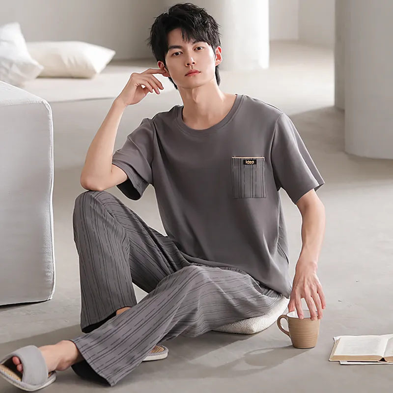 Floating Light Islands Pajama Set Men's Dark Gray-4