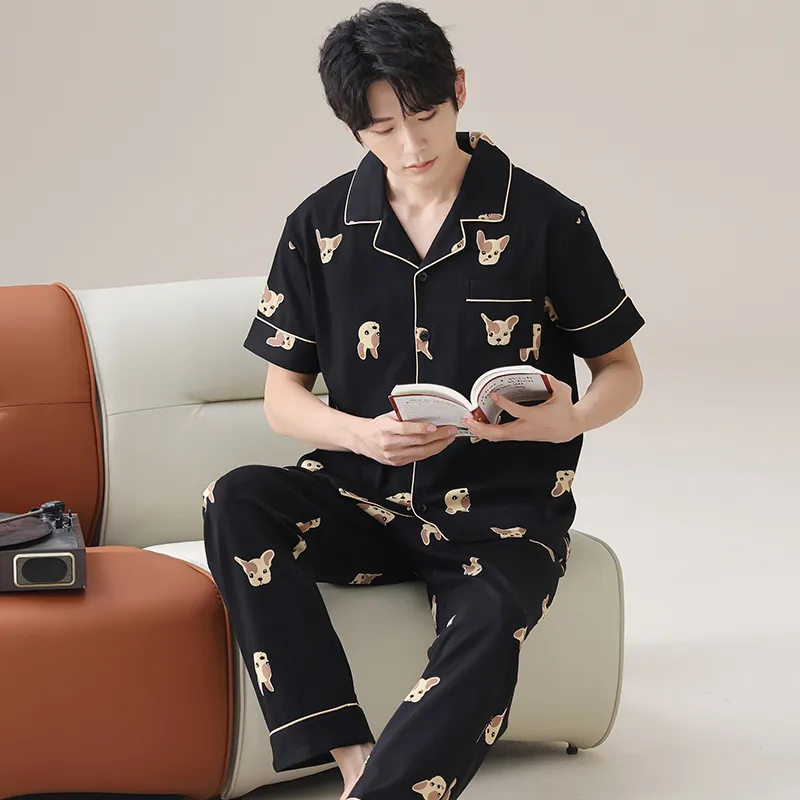 Floating Light Islands Pajama Set Men's Black-4