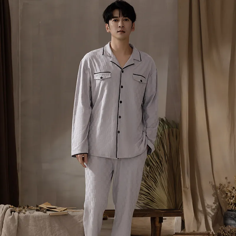 Floating Light Islands Pajama Set Men's Gift Box Set Light Purple-6