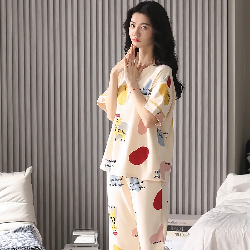 Floating Light Islands Pajama Set Women's Gift Box Set Apricot-4