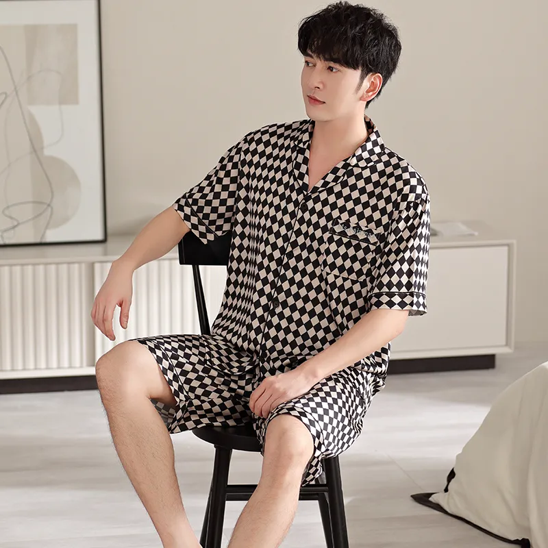 Floating Light Islands Pajama Set Men's Gift Box Set Black Gray Color-1