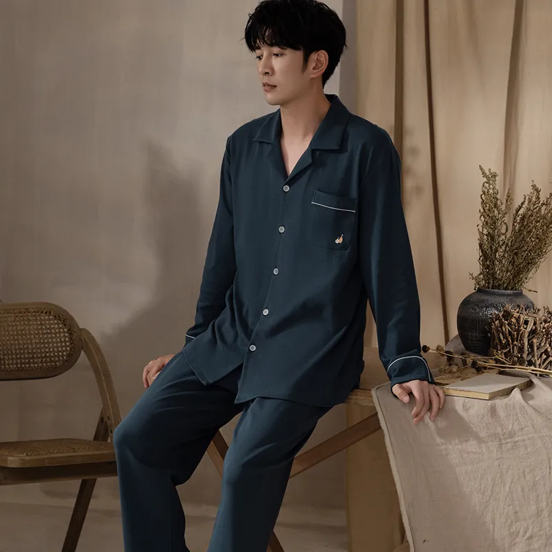 Floating Light Islands Pajama Set Men's Box Navy Blue-6