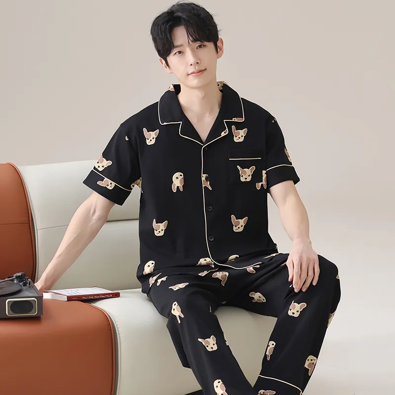 Floating Light Islands Pajama Set Men's Black-2
