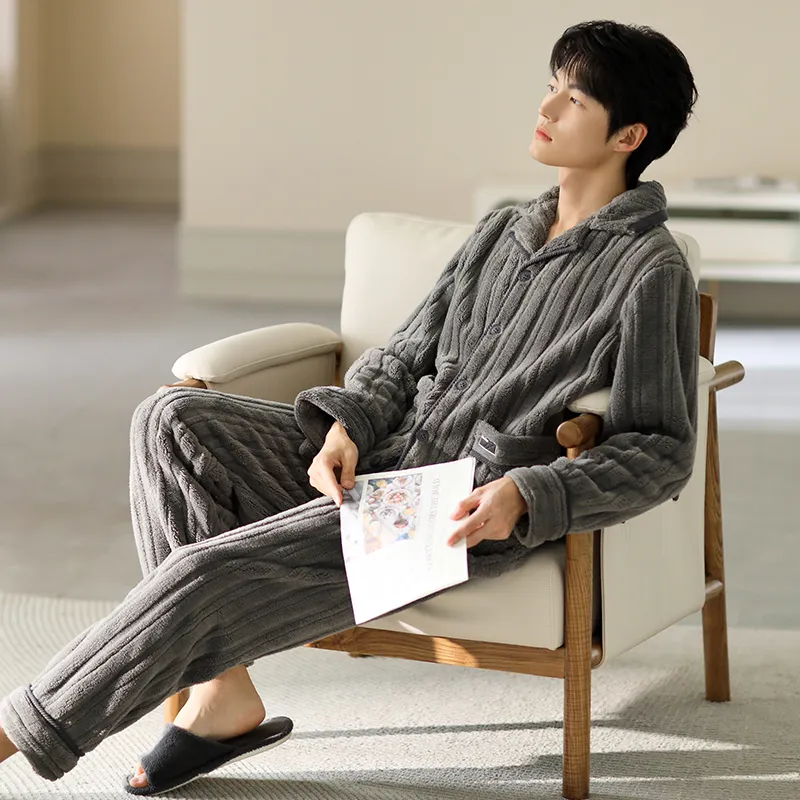 Floating Light Islands Pajama Set Men's Gift Box Set Gray-1