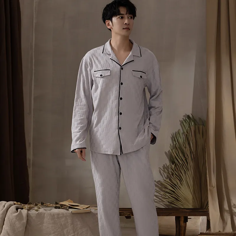 Floating Light Islands Pajama Set Men's Gift Box Set Light Purple-8