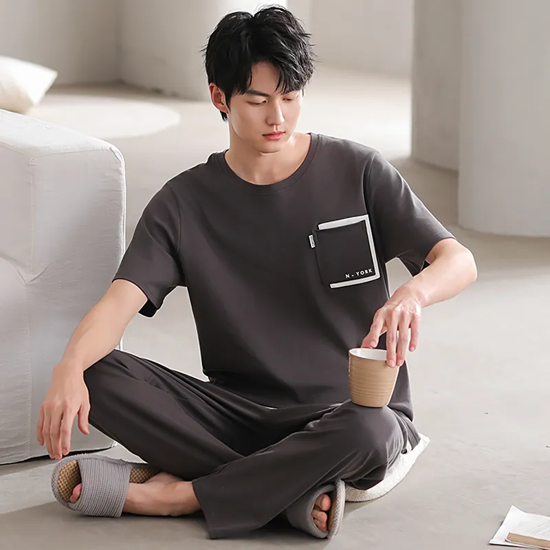 Floating Light Islands Pajama Set Men's Dark Gray-6