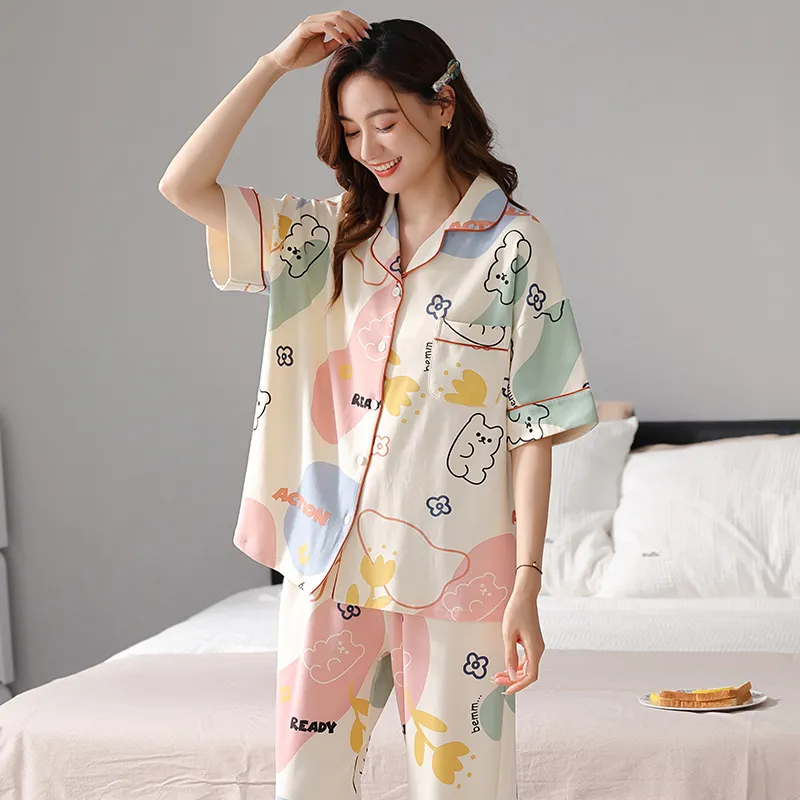 Floating Light Islands Pajama Set Women's Gift Box Set Light Apricot-7