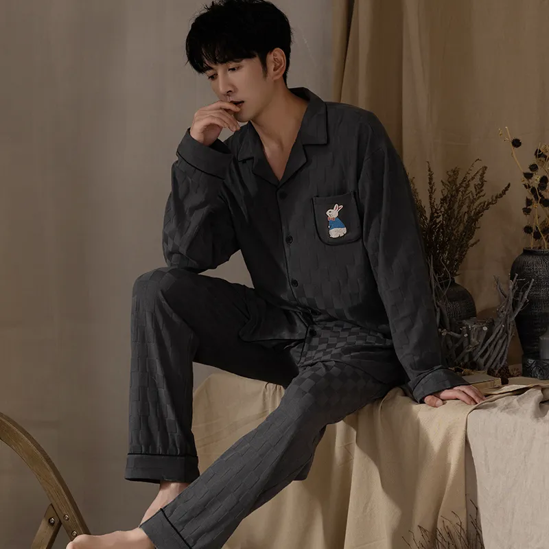 Floating Light Islands Pajama Set Men's Gift Box Set Gray-1