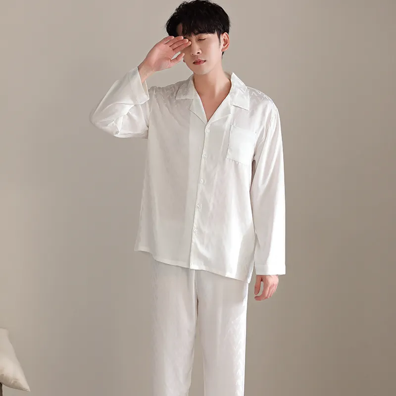 Floating Light Islands Pajama Set Men's White-1